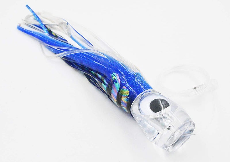 Trolling Lure: Fishing Lure, Big Game Lure!! Salt Water, Durable, Chugger Styler, 6 inch. Comes Fully Rigged and Ready to GO! Great for Trolling for Mahi Mahi, Tuna, Wahoo! (Blue/White 6 inch)